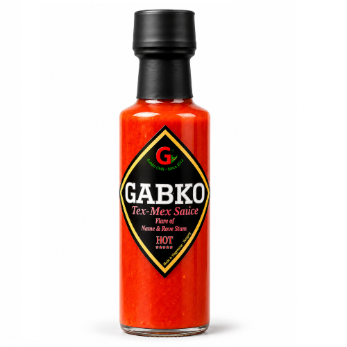 Tex-Mex Csípős Chili Szósz 100 ml – paradicsomos, mexikói fűszerezésű GaBko chili szósz Carolina Reaper, Naga Jolokia és Trinidad Scorpion Moruga paprikával